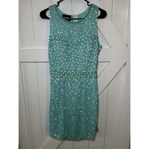 NEW YEARS COCKTAIL PROM DRESS SPARKLE BLUE PRIMAVERA See Measurements For Size